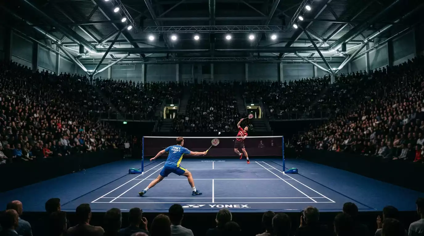 Badminton-Arena bei einem BWF World Tour Super 1000 Turnier